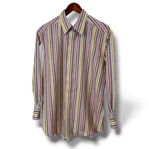 Robert Graham Striped Button‎ Down Shirt Men's XL Bold Dress Shirt Y2K Retro